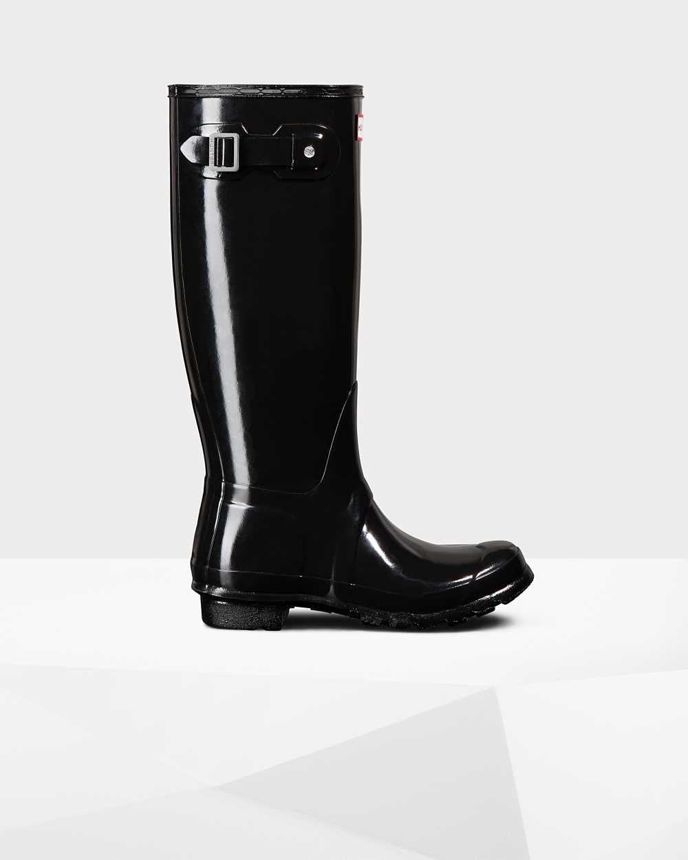 Stivali Pioggia Hunter Original Tall Gloss Donna - Nere | 880-440107 IT